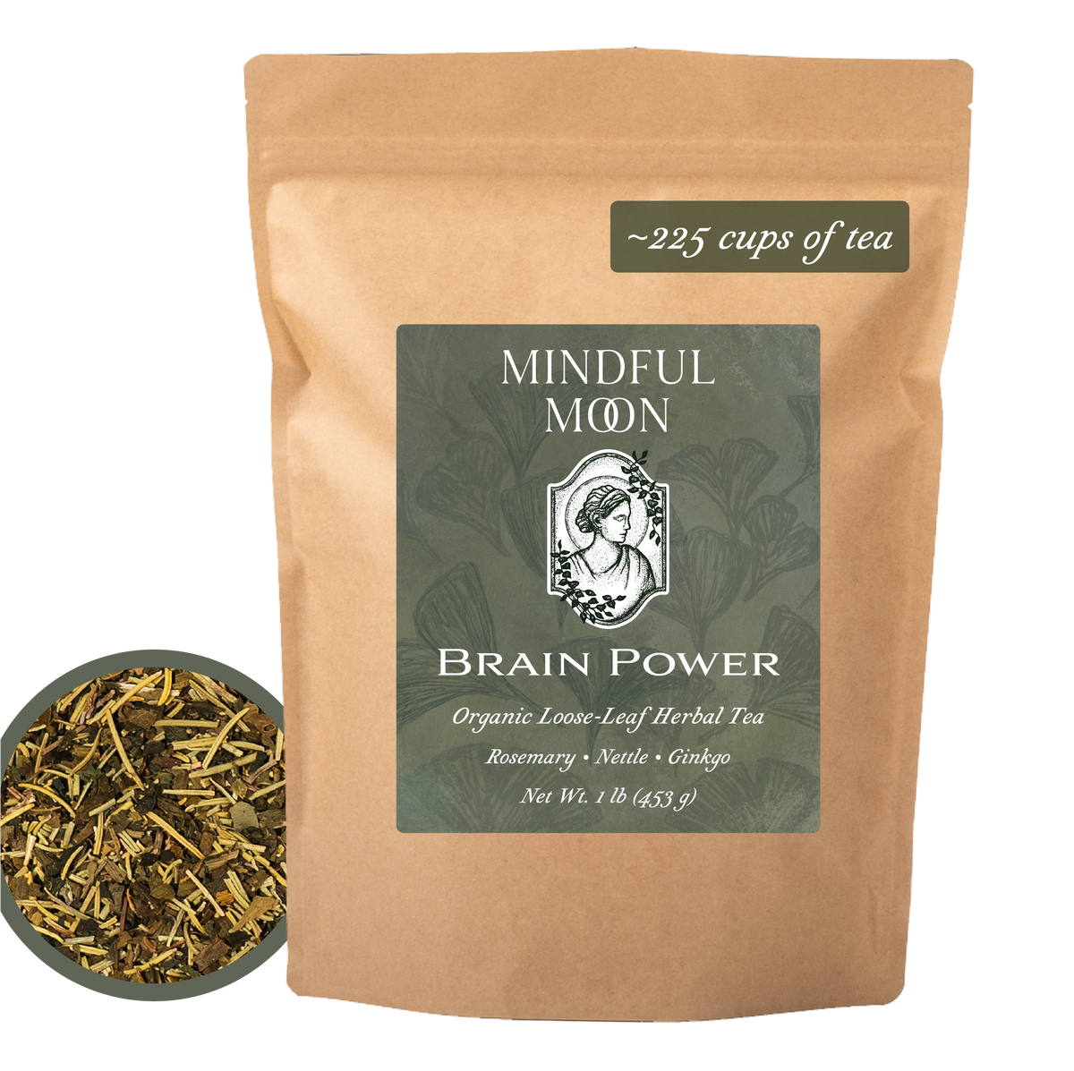 Brain Power 1 lb loose-leaf tea pouch front