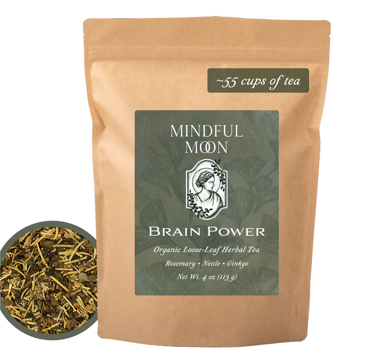 Brain Power 4 oz loose-leaf tea pouch front