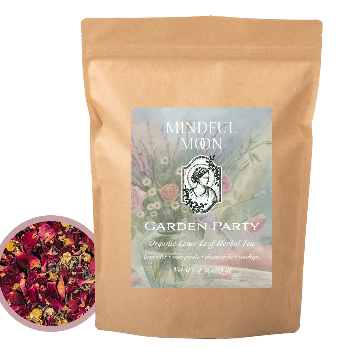 Garden Party 4 oz loose-leaf tea pouch front