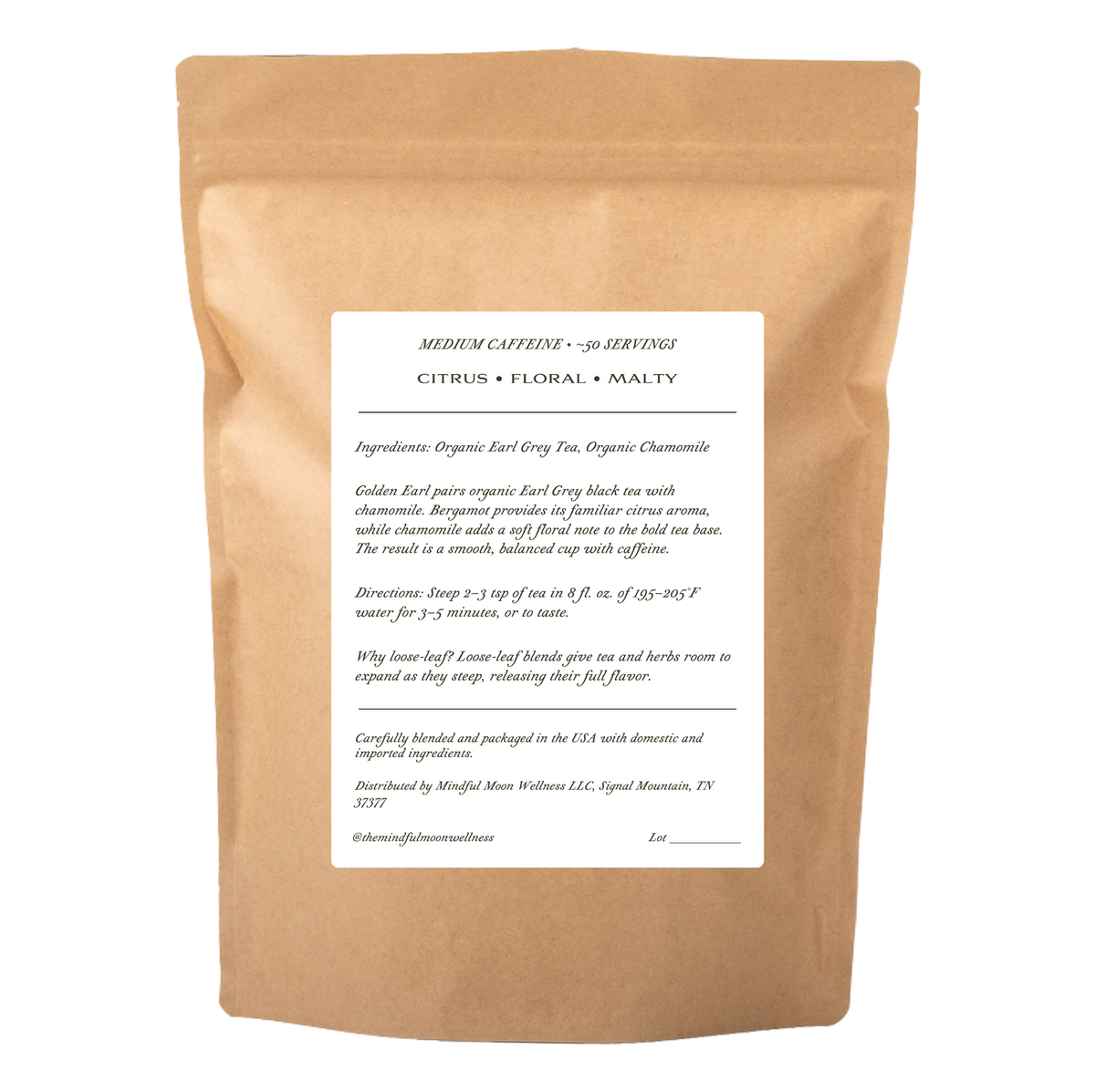 Golden Earl 4 oz loose-leaf tea pouch back