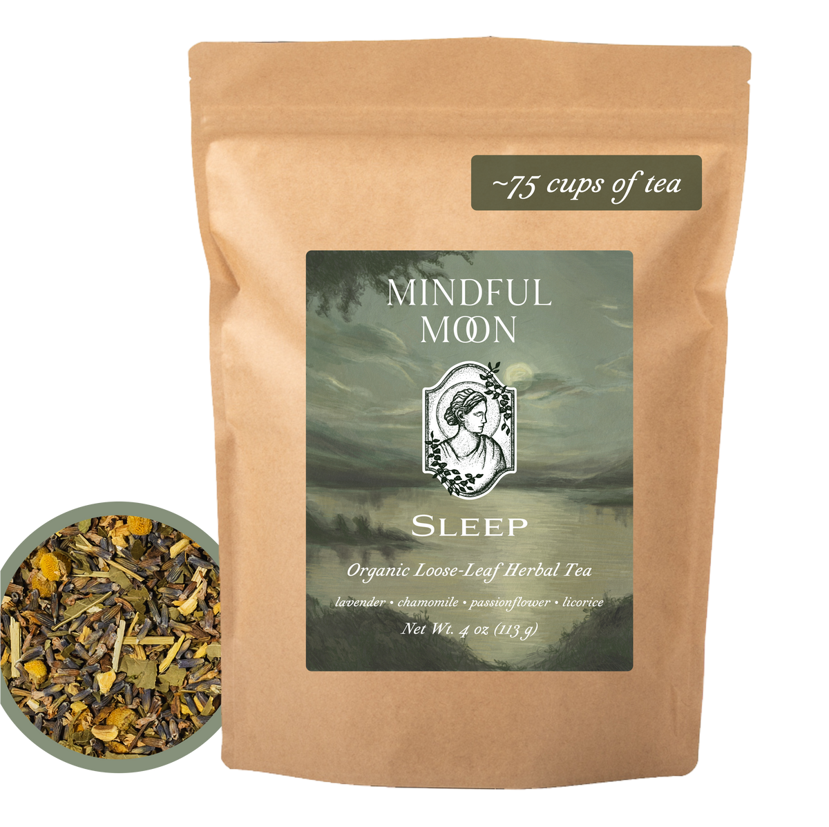 Sleep 4 oz loose-leaf tea pouch front