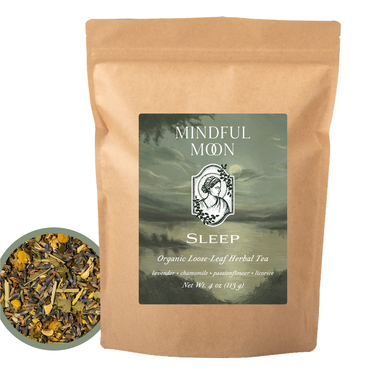 Sleep 4 oz loose-leaf tea pouch front