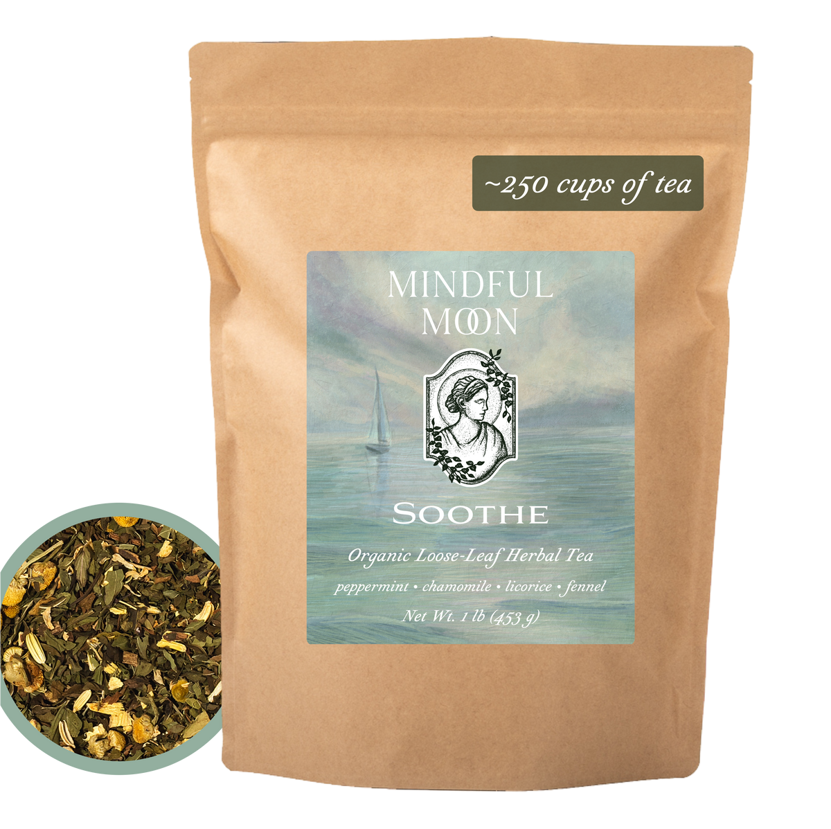 Soothe 1 lb loose-leaf tea pouch front