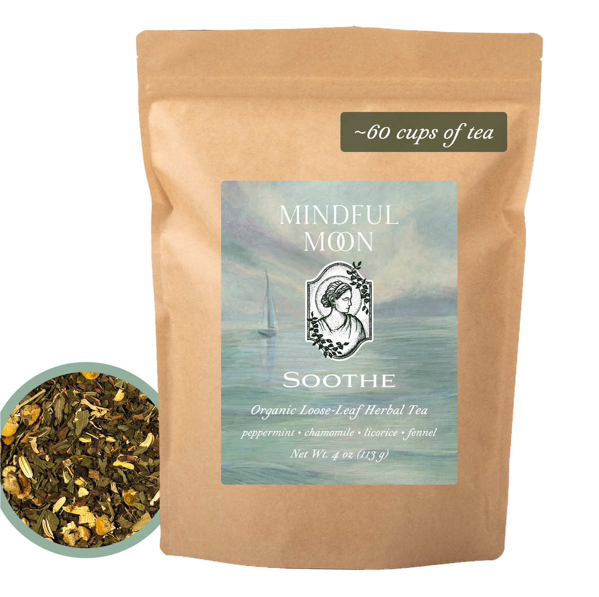 Soothe 4 oz loose-leaf tea pouch front