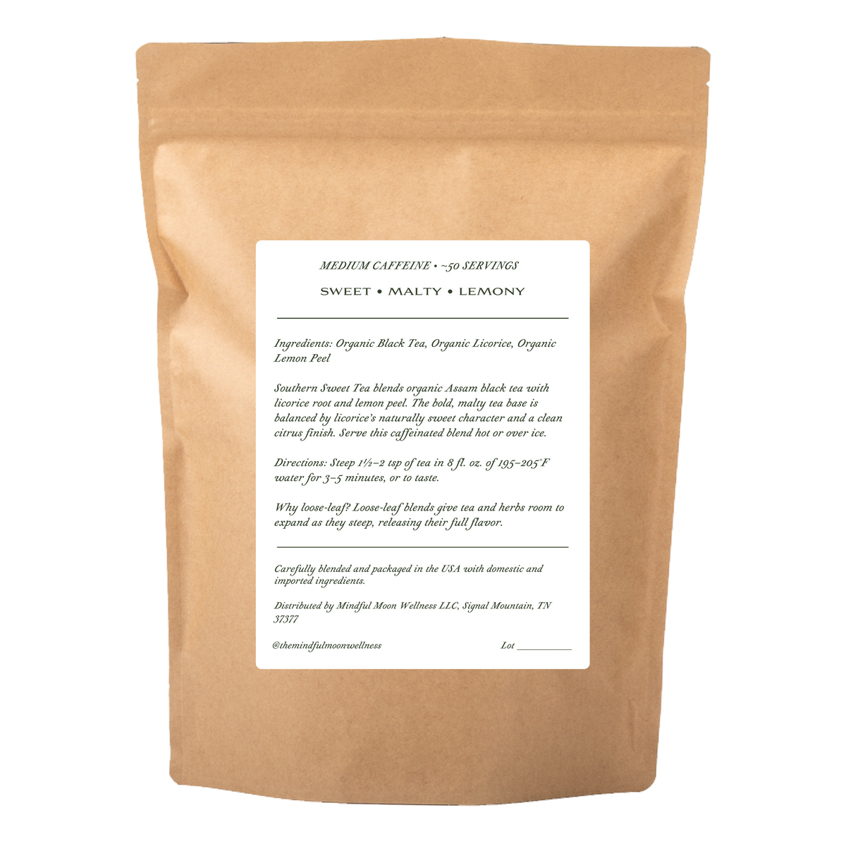 Southern Sweet Tea 4 oz loose-leaf tea pouch back