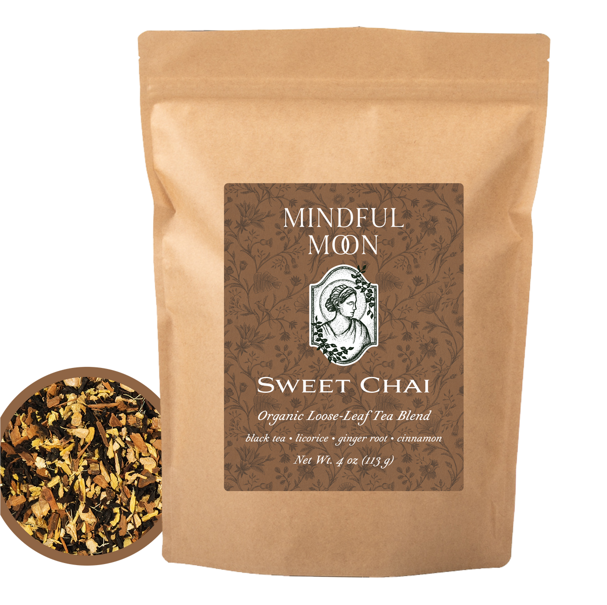 Sweet Chai 4 oz loose-leaf tea pouch front