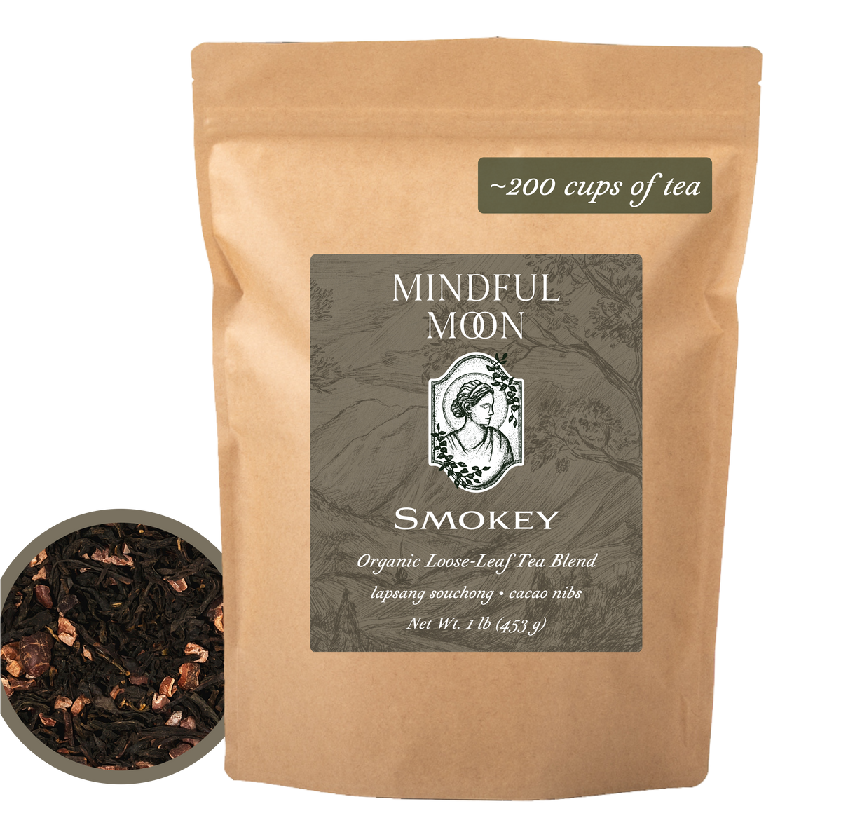 The Smokey 1 lb loose-leaf tea pouch front